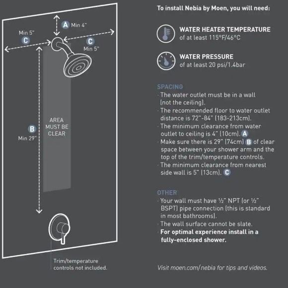 Moen Nebia Rainshower (N207C0BL) - Picture 7 of 8